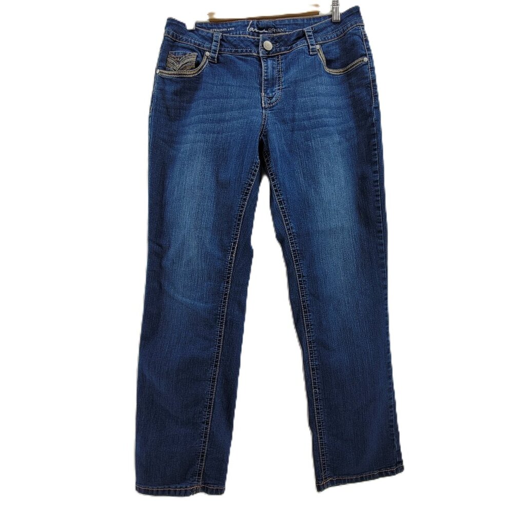 Vintage Lane Bryant Jeans Womens 14 Blue Thick Stitch Straight Leg Low Rise Y2K